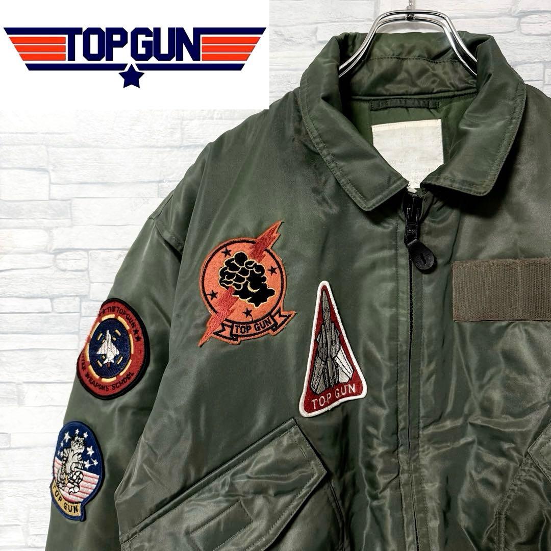 トップガンMA-1 フライトジャケット ワッペン オリーブ TALONジップ M
