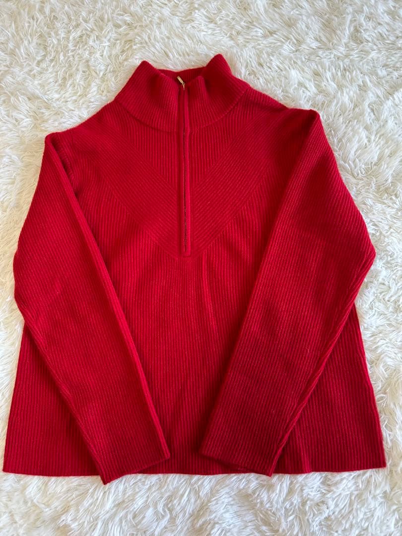 ダーマコレクション カシミヤ100% ハーフジップハイネックニット M