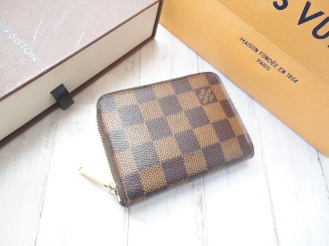 超美品☆本物 ヴィトン ダミエ ケース【ジッピー・パース】C32 LOUIS VUITTON（ルイ・ヴィトン） コインケース ダミエ・エベヌ