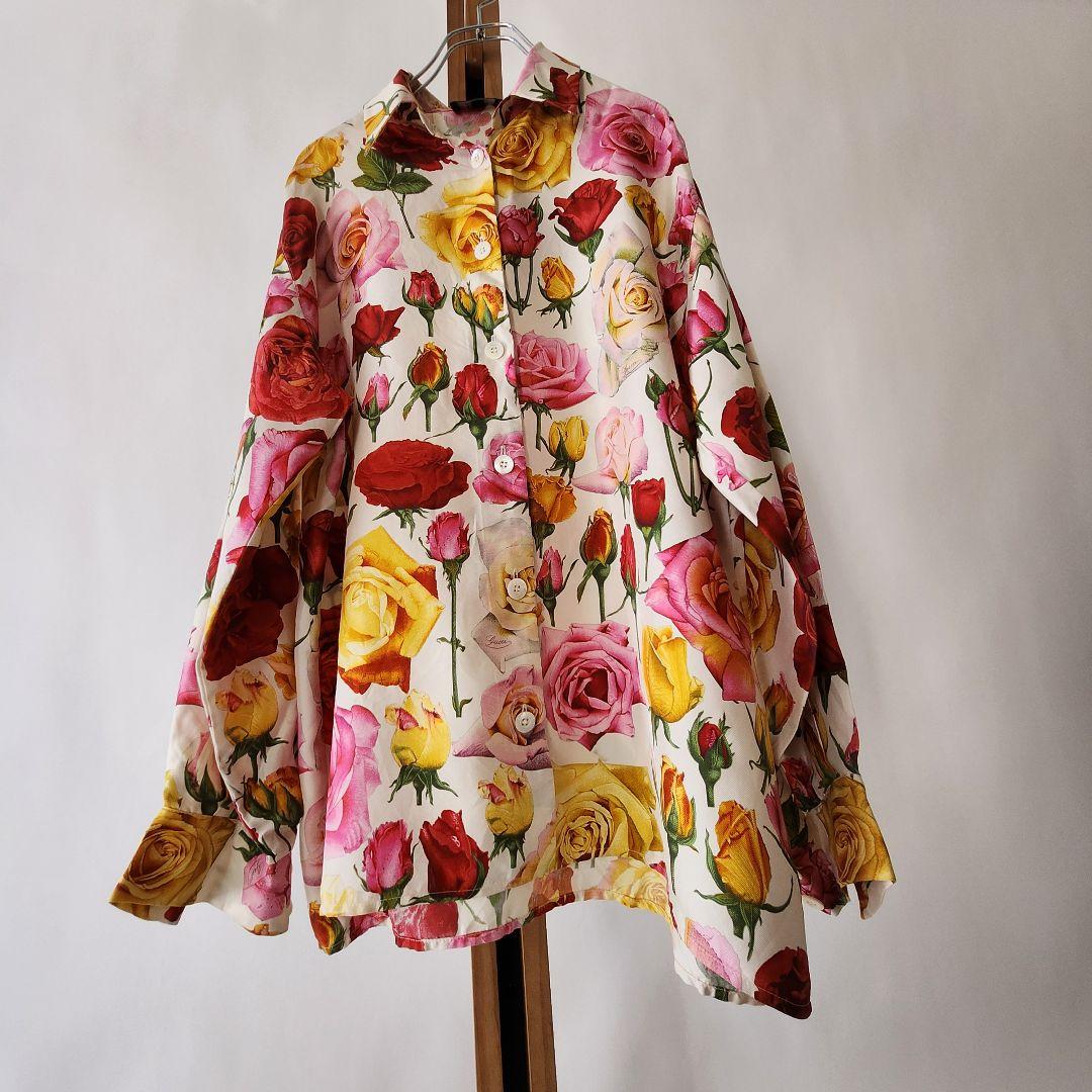 トムフォード期 GUCCI グッチ 薔薇シルク オーバーブラウス - メルカリ