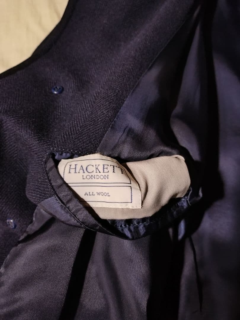 HACKETT LONDONバルマカーンコートウールネイビーステンカラーコート