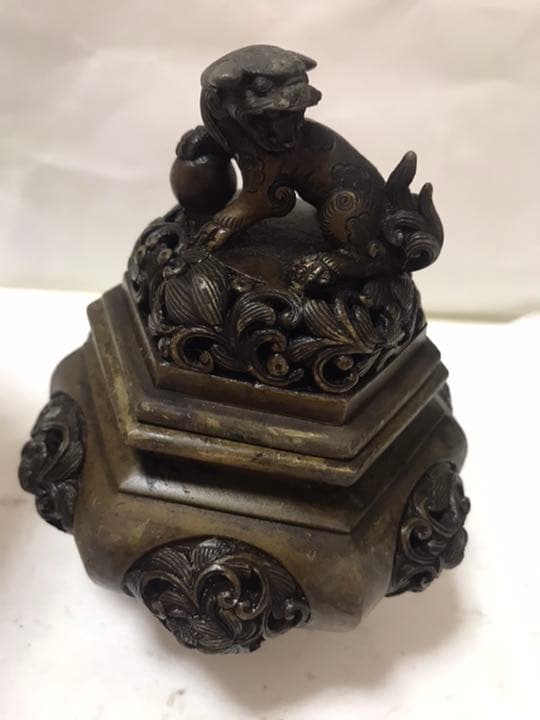 香爐古銅製「中尾貞宗製造」時代物古美術品，書房置物