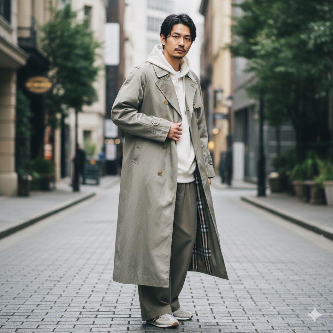 希少・玉虫色】バーバリー ステンカラーコート L クリーニング済 ノバ