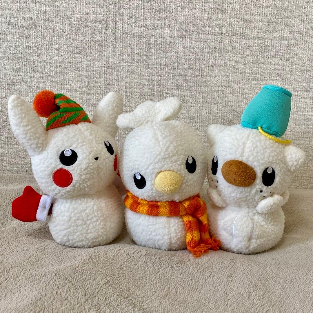ポケモン2012雪だるまぬいぐるみ ピカチュウ・アチャモ・ミジュマル3体
