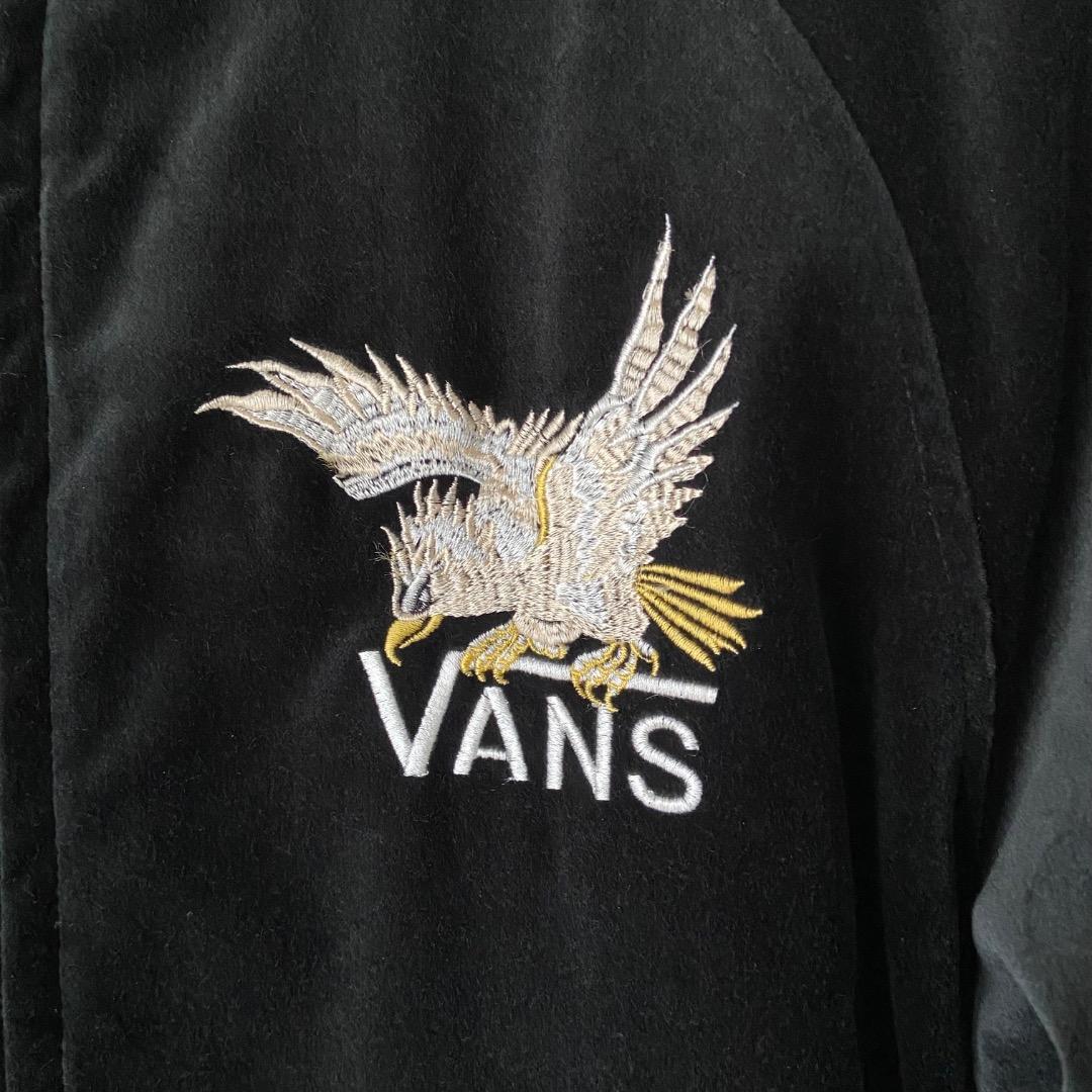 VANS バンズ スカジャン 別珍 ベロア M 刺繍 黒 ブラック - メルカリ