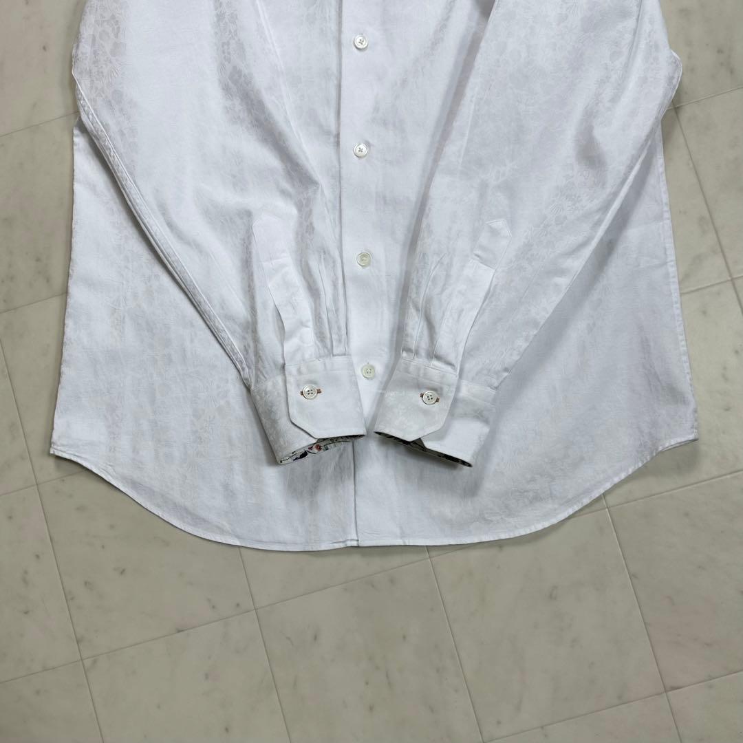 美品〉Paul Smith【M】フローラルジャガード ドレスシャツ 白 - メルカリ