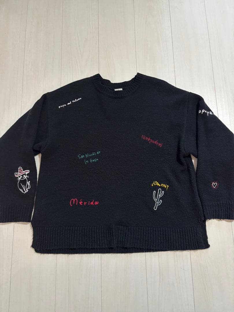 値下げ※niko and..モチーフ＆レタリングニットプルオーバー猪俣周杜