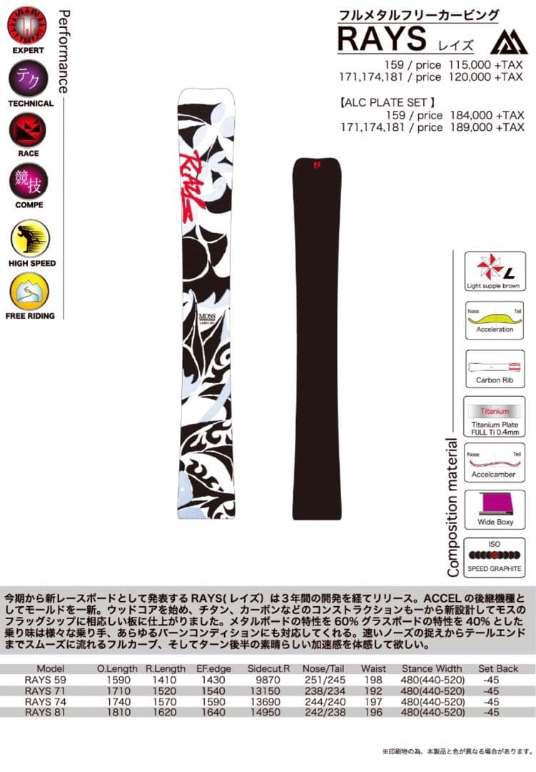 のぶさん様専用】MOSS CARVE1740 RAYS ボード アルペン - メルカリ