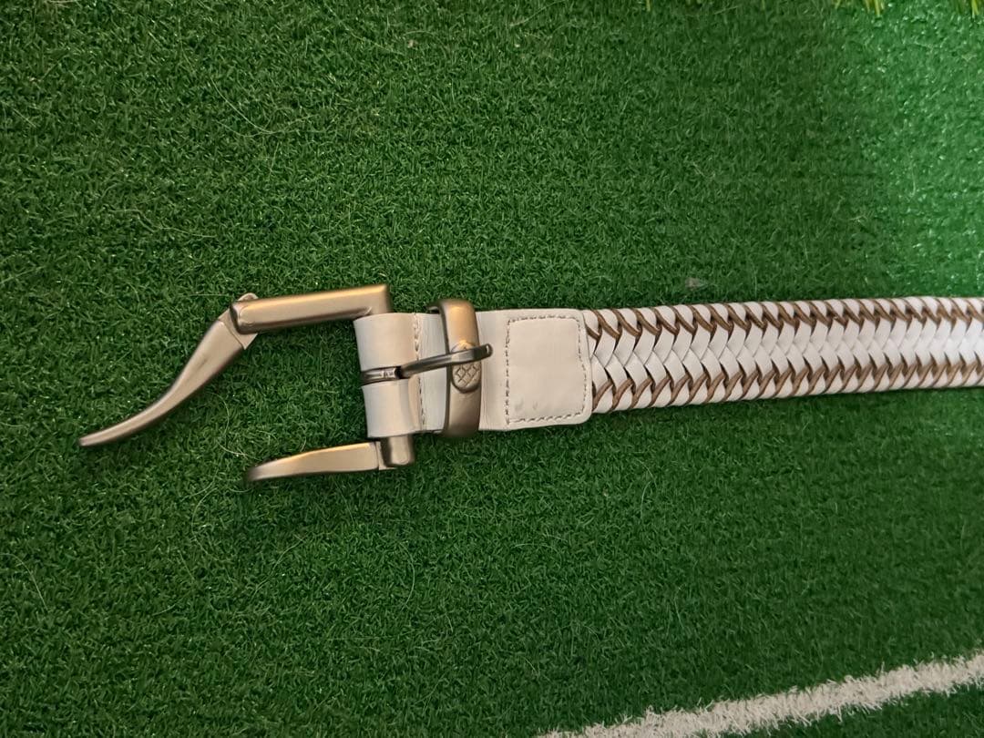 ブリーフィング ホワイト編み込み ベルト Mファイヤーマンバックル