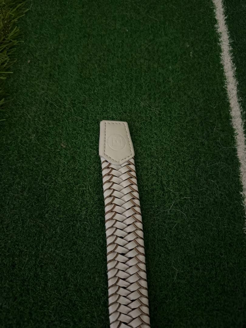 ブリーフィング ホワイト編み込み ベルト Mファイヤーマンバックル