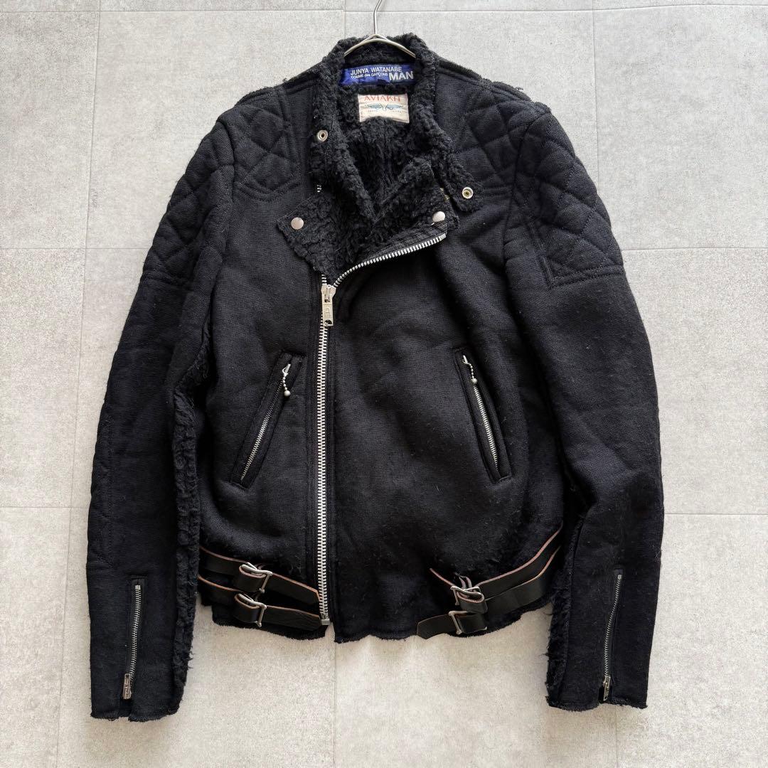 ジュンヤワタナベ ウール縮絨ライダース 03AW lewis letherコラボ