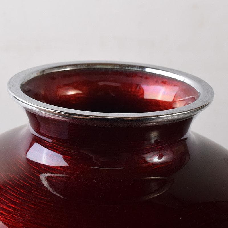 七宝焼 安藤七宝店造 赤透 薔薇文 花瓶 共箱 7891C - メルカリ