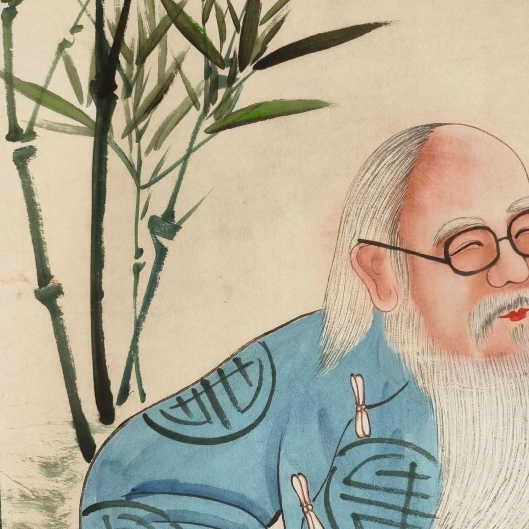 【鑑賞用複製】齐白石《休閒図》 中堂掛軸　宣紙装裱／美術装飾画168×70cm