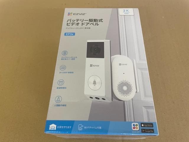 【新品未使用】EZVIZ EP3x ビデオドアベル 2K画質 EZVIZ EP3x - Battery-Powered Video Doorbell Kit