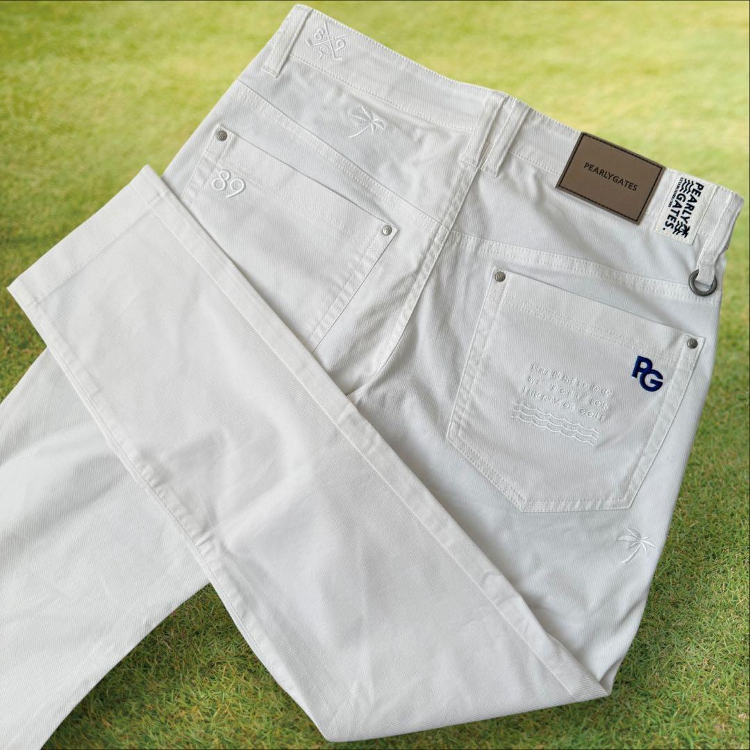 現行モデル　美品　パーリーゲイツ　パンツ　白　S〜M相当　ホワイト　コットン　3 PEARLY GATES（パーリーゲイツ） 【超美品】パーリーゲイツ パンツ 白