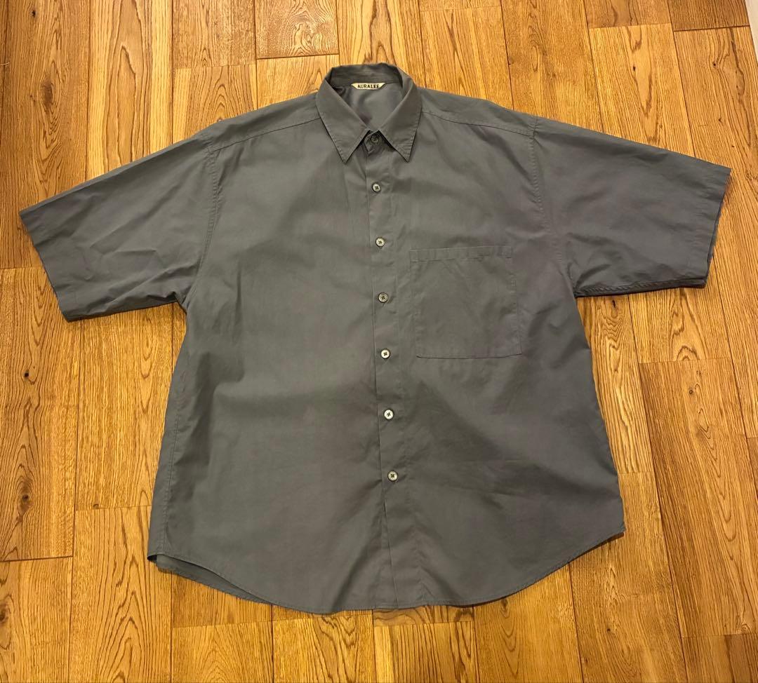 AURALEE ビッグハーフスリーブシャツ AURALEE ハーフスリーブウォッシュドフィンクスツイルビッグシャツ