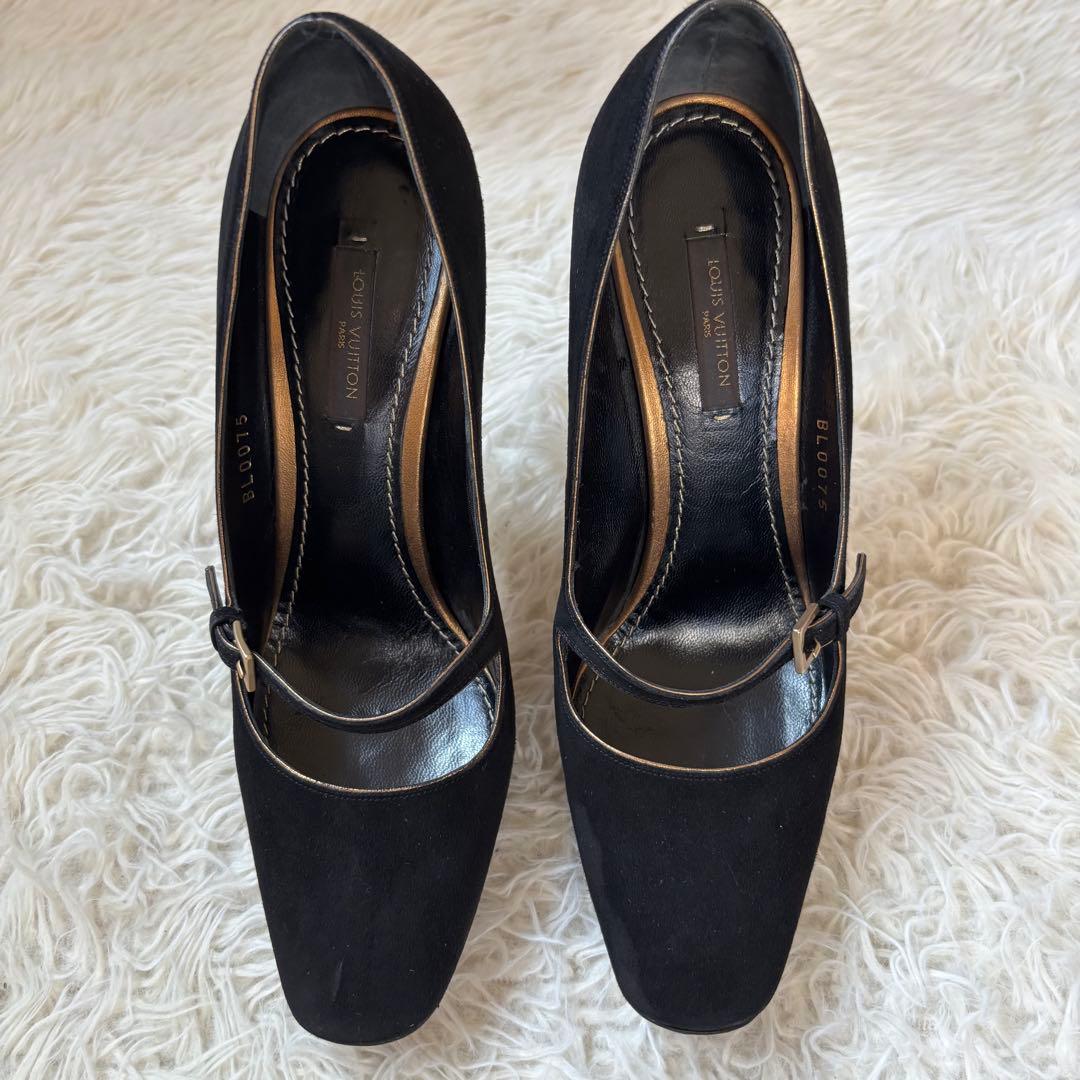 ✨ルイ ヴィトン スエード パンプス ハイヒール ブラックBL0075 24.5