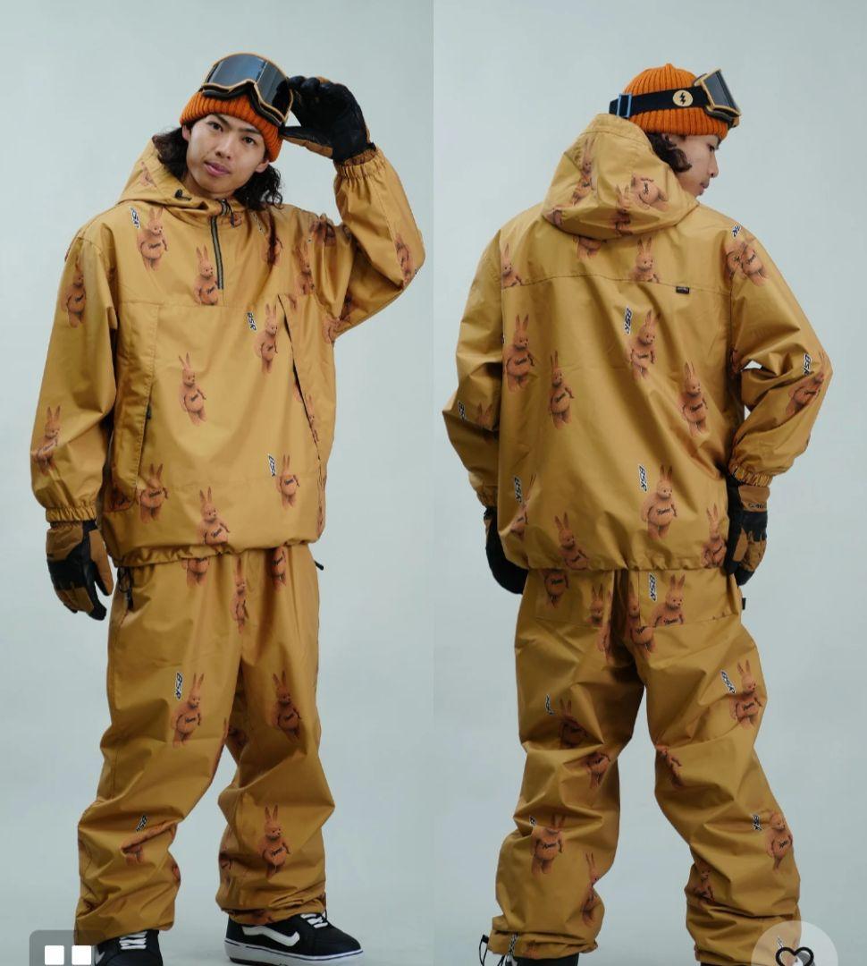 【最終】3D BSRABBIT フード付きジャケット & ワイドトラックパンツ BSRABBIT ビーエスラビット スノーボード ウェア ジャケット ユニ
