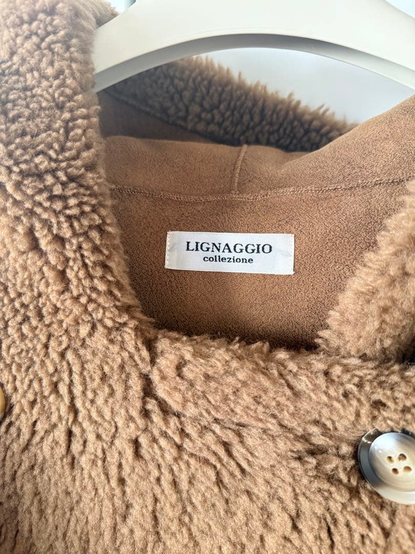 リナージオ LIGNAGGIO ボアコート ベア キャメル ブラウン フード S