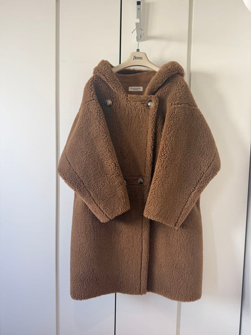 リナージオ LIGNAGGIO ボアコート ベア キャメル ブラウン フード S