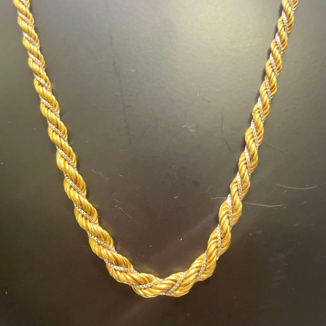 ITALY 750刻印有】18金 パイプロープチェーン ネックレス - メルカリ