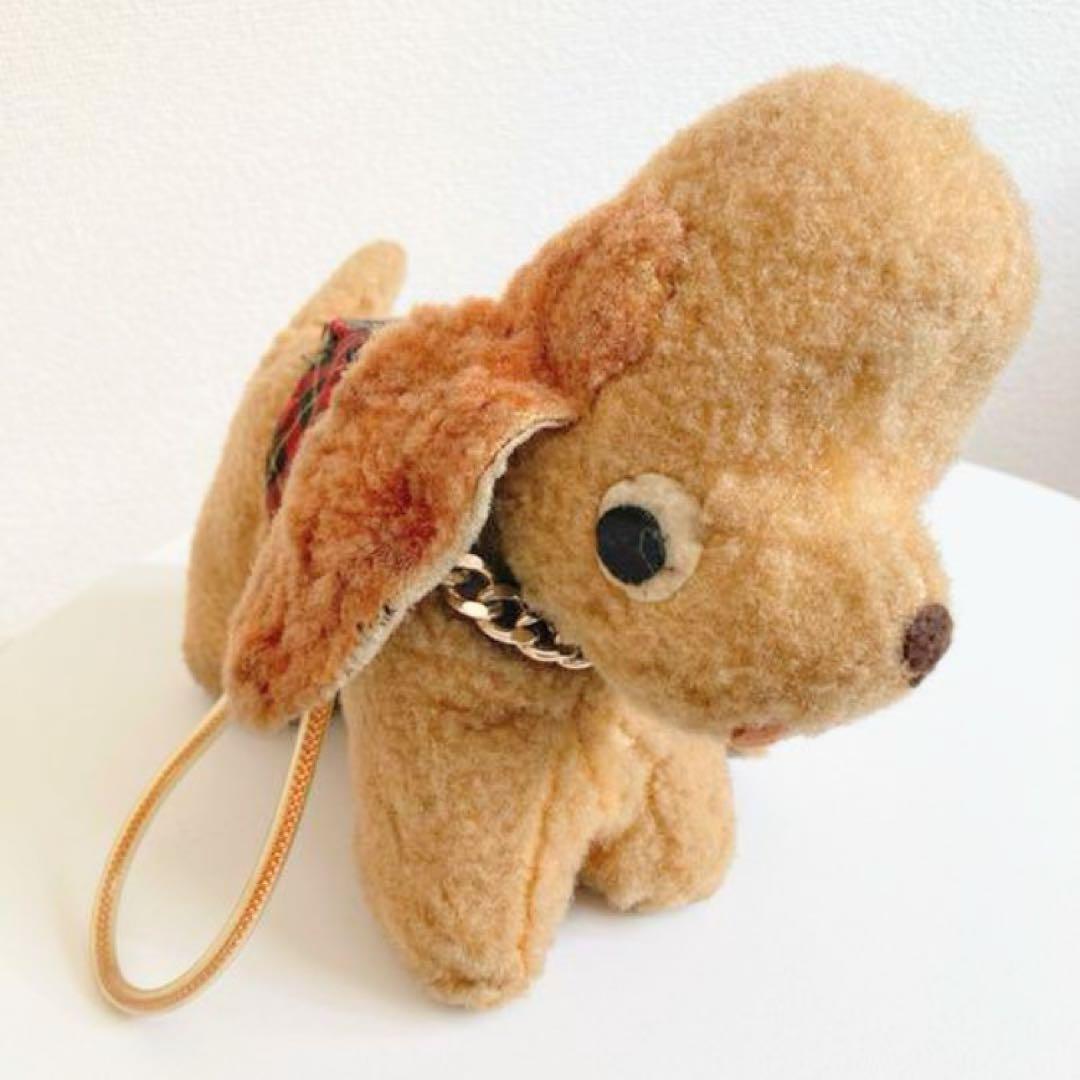 【1960年代当時物】昭和レトロ 犬 ぬいぐるみポーチ 木毛詰め ヴィンテージ