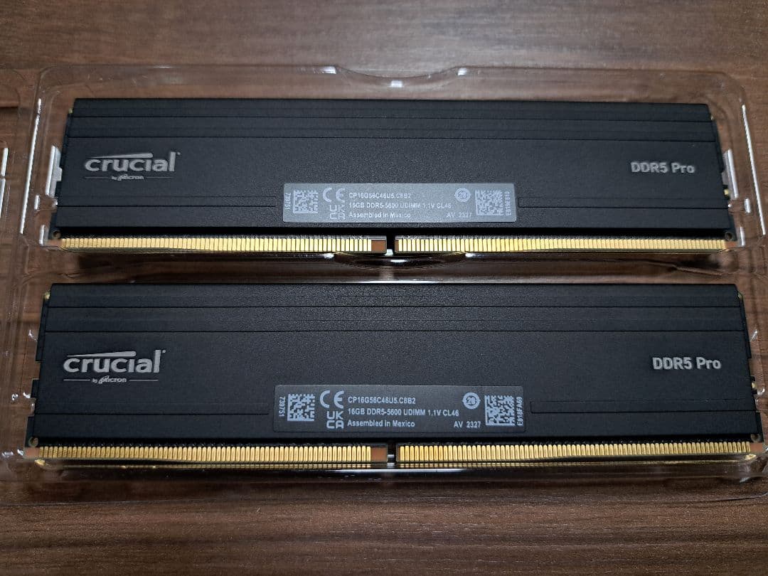 【ジャンク品】Crucial Pro 32GB Kit (16GBx2)DDR5 Crucial Pro Overclocking 32GB Kit (16GBx2) DDR5-6000 UDIMM Black
