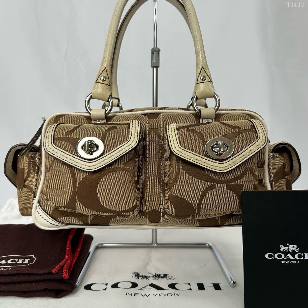 【美品/保存袋付】コーチ 6231 シグネチャー サッチェル ミニボストン 茶 COACH（コーチ） ショルダーバッグ レディース シグネチャー