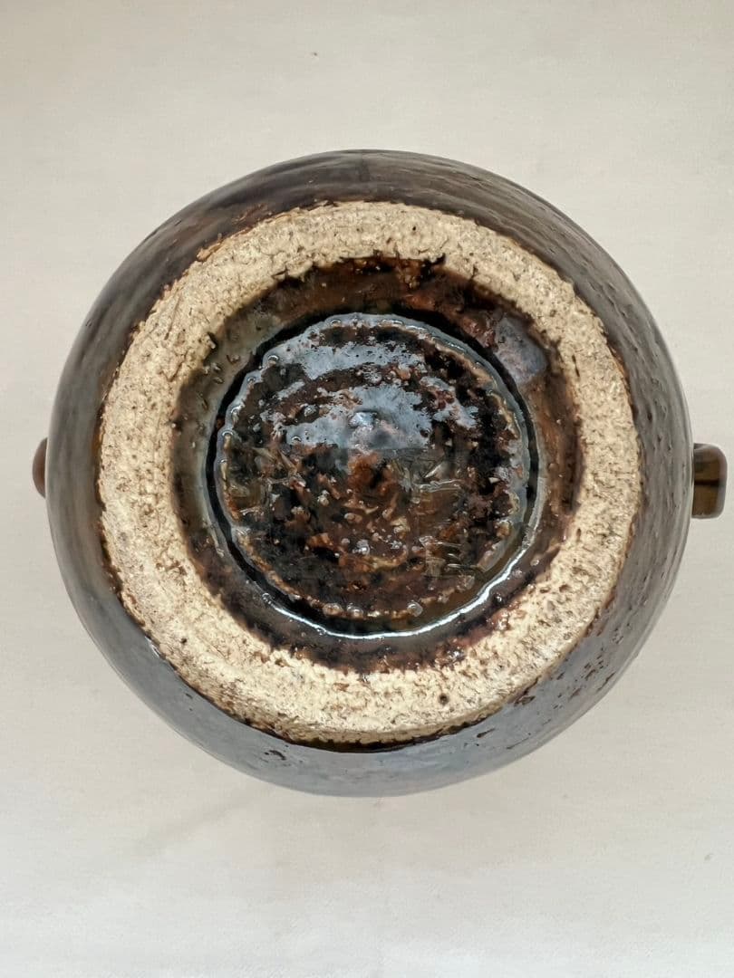 鉄釉双耳壺 (花瓶) 河井久 (師 河井寛次郎) - メルカリ