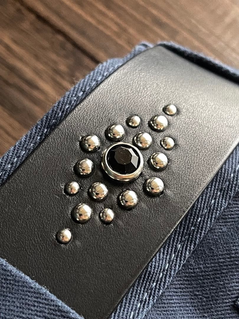 オーダー品 ディッキーズ874専用スタッズベルト 牛ヌメ シルバー