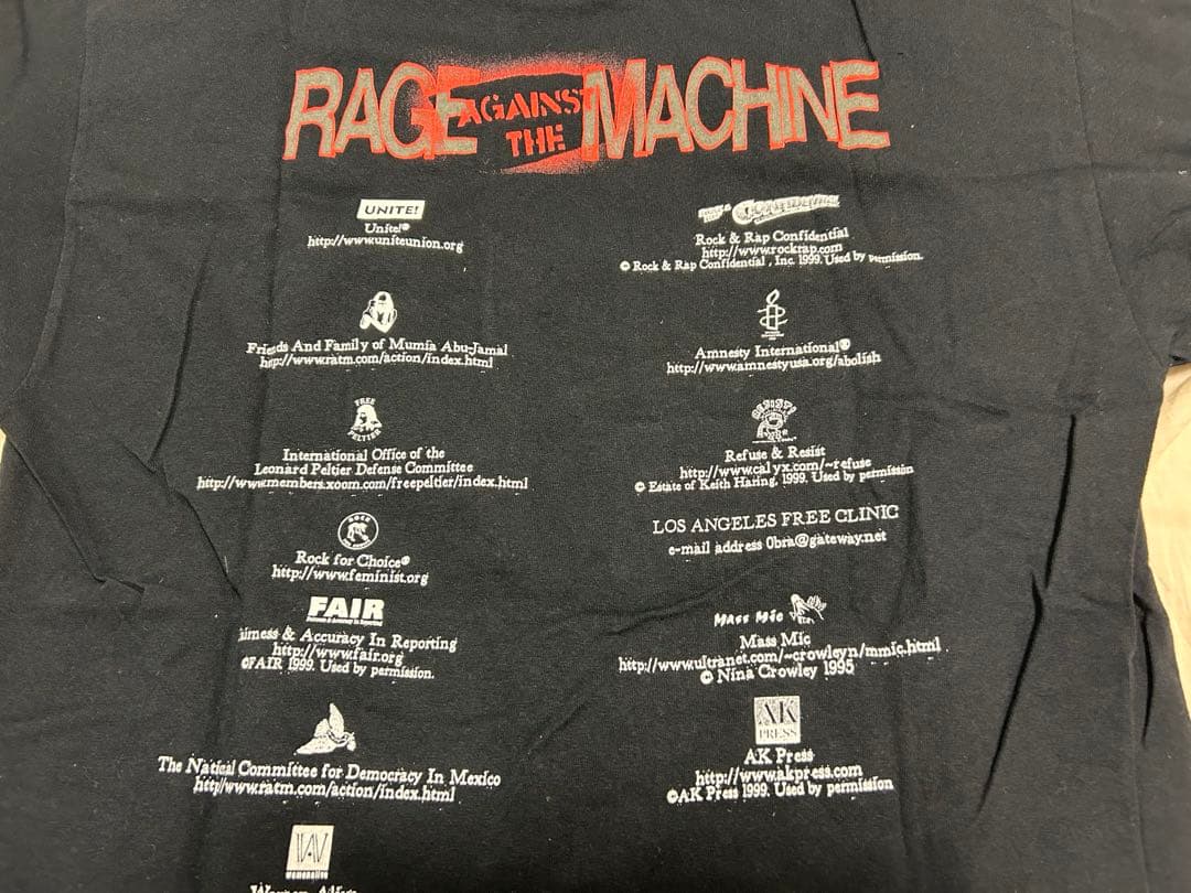 Rage against the machine 、ジャパンツアーTシャツ。