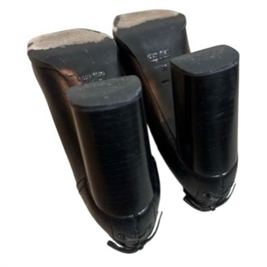 miu miu バックレースアップスクエアトゥパンプス ブラック37（24㎝）