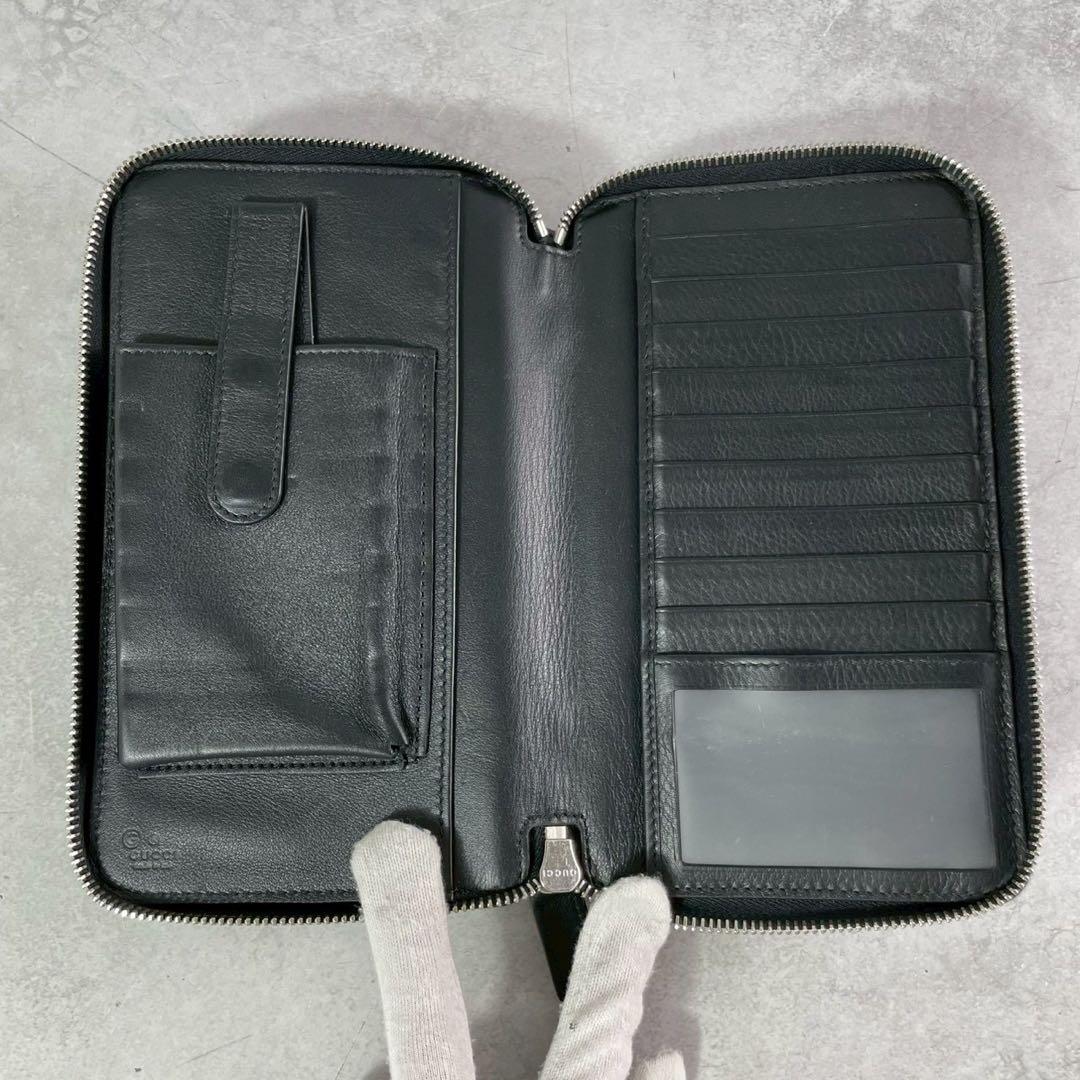 ヌコ様専用✨ GUCCI オーガナイザー 長財布 2室 レザー 黒 マイクロGG