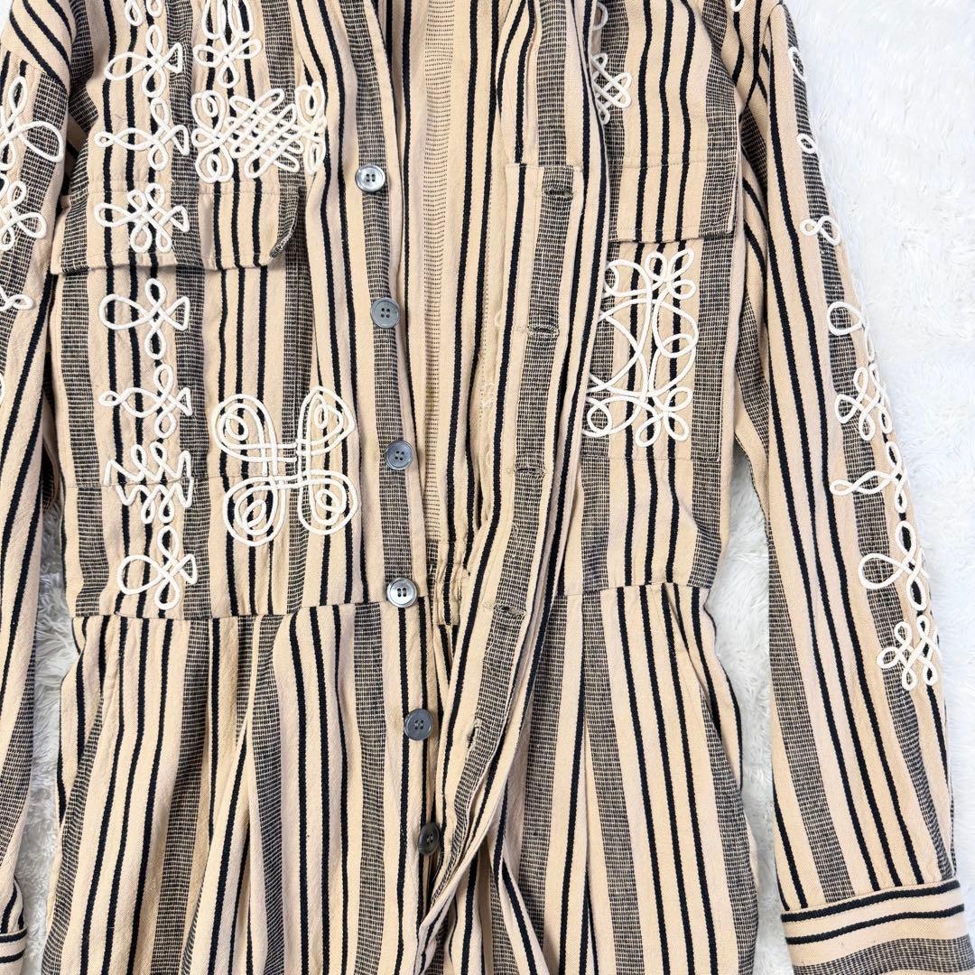 良品】サラマリカ エンブロイダリーストライプオールインワン 刺繍 ワイド