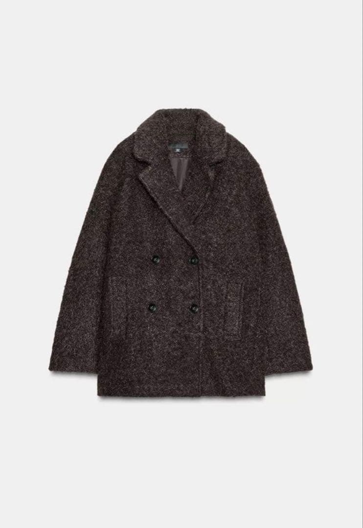 ZARA ブークレダブルブレストミディ丈コート S - メルカリ