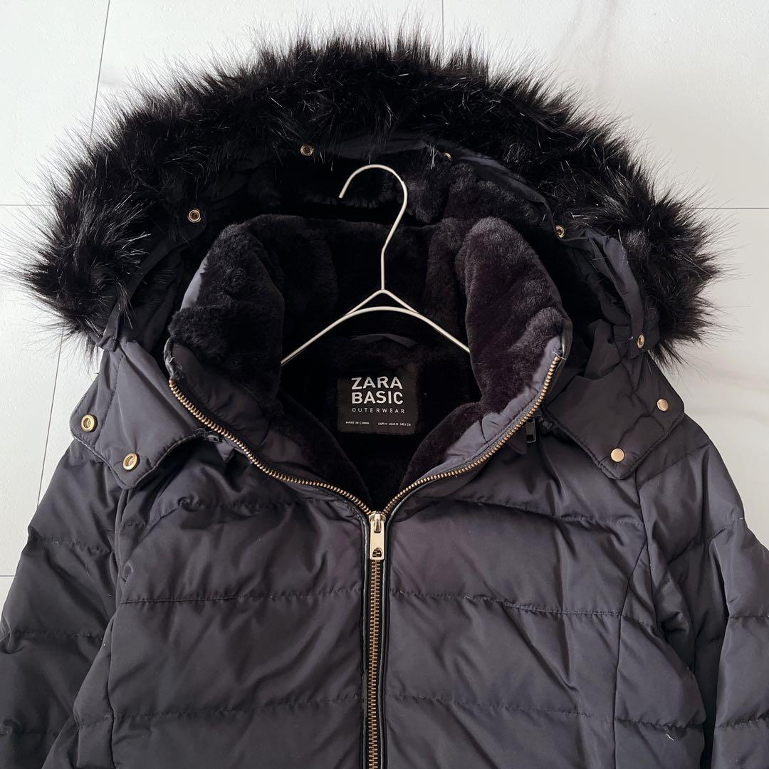 ザラ ダウンジャケット グレーダックス ファー フード y2k 黒 M - メルカリ