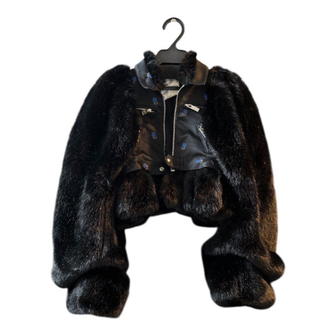 noir kei ninomiya ファー ライダースジャケット 刺繍 ノアール - メルカリ