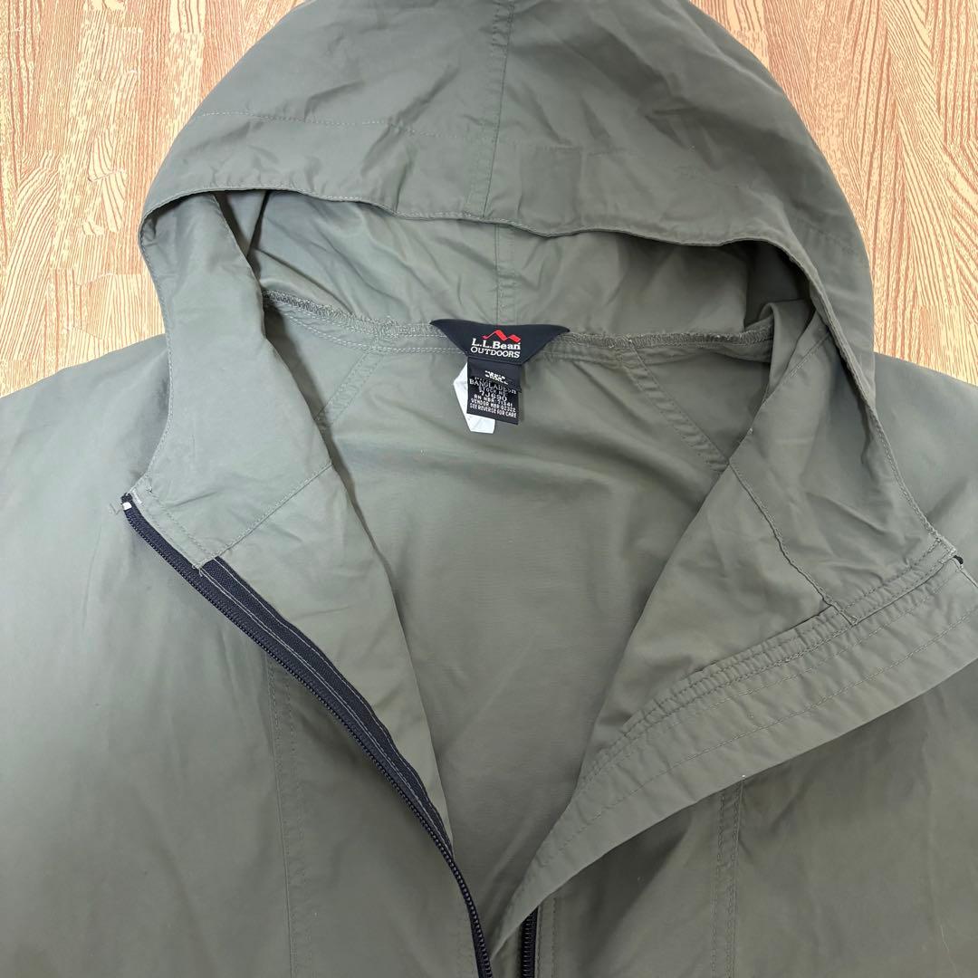 90s L.L.Bean ナイロン アノラックパーカー カーキー サイズS