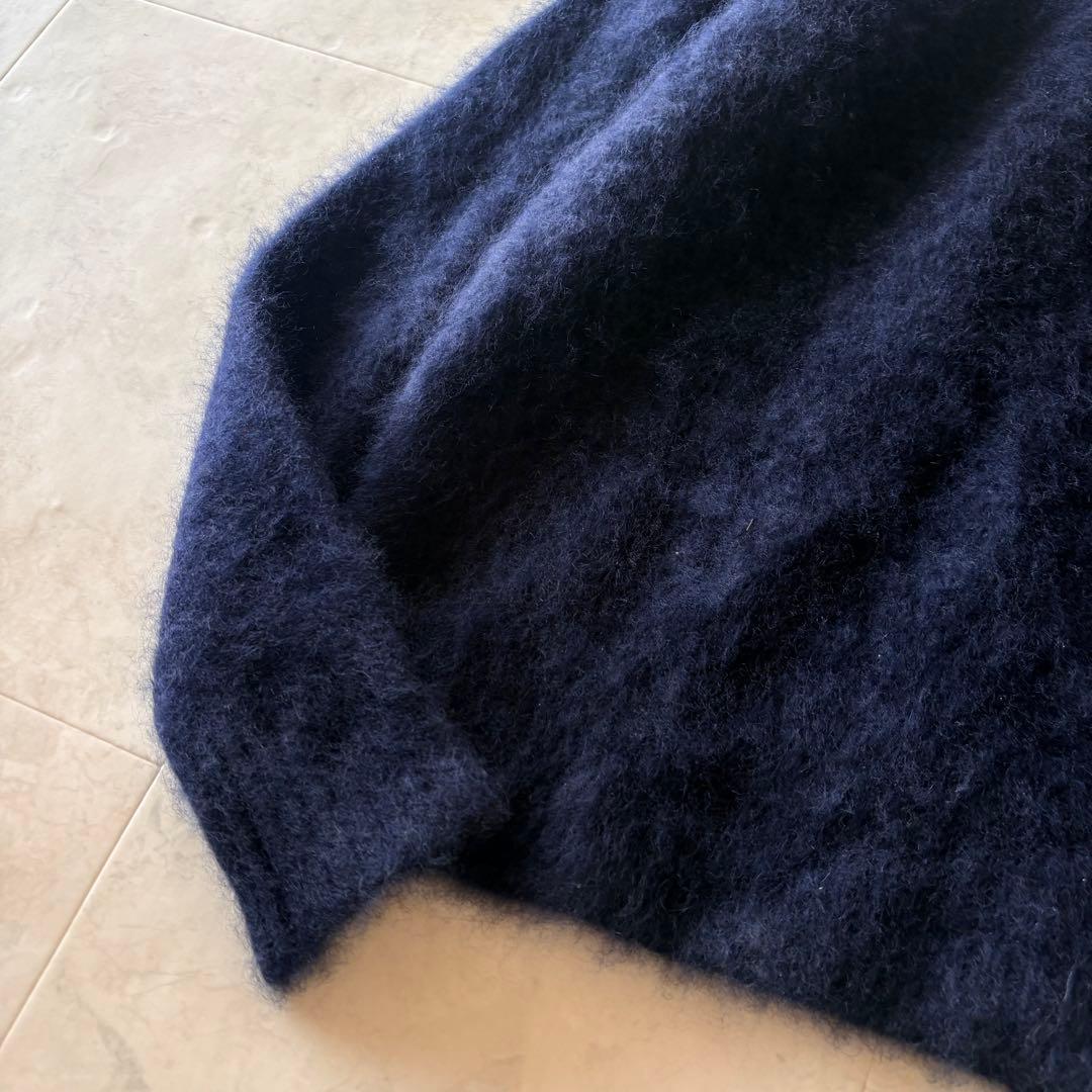 NO.5-138 Ronherman カシミヤ100 モヘアニット　長袖　S 紺