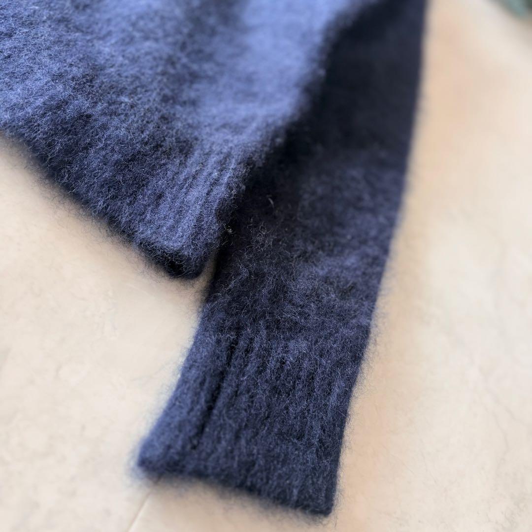 NO.5-138 Ronherman カシミヤ100 モヘアニット　長袖　S 紺