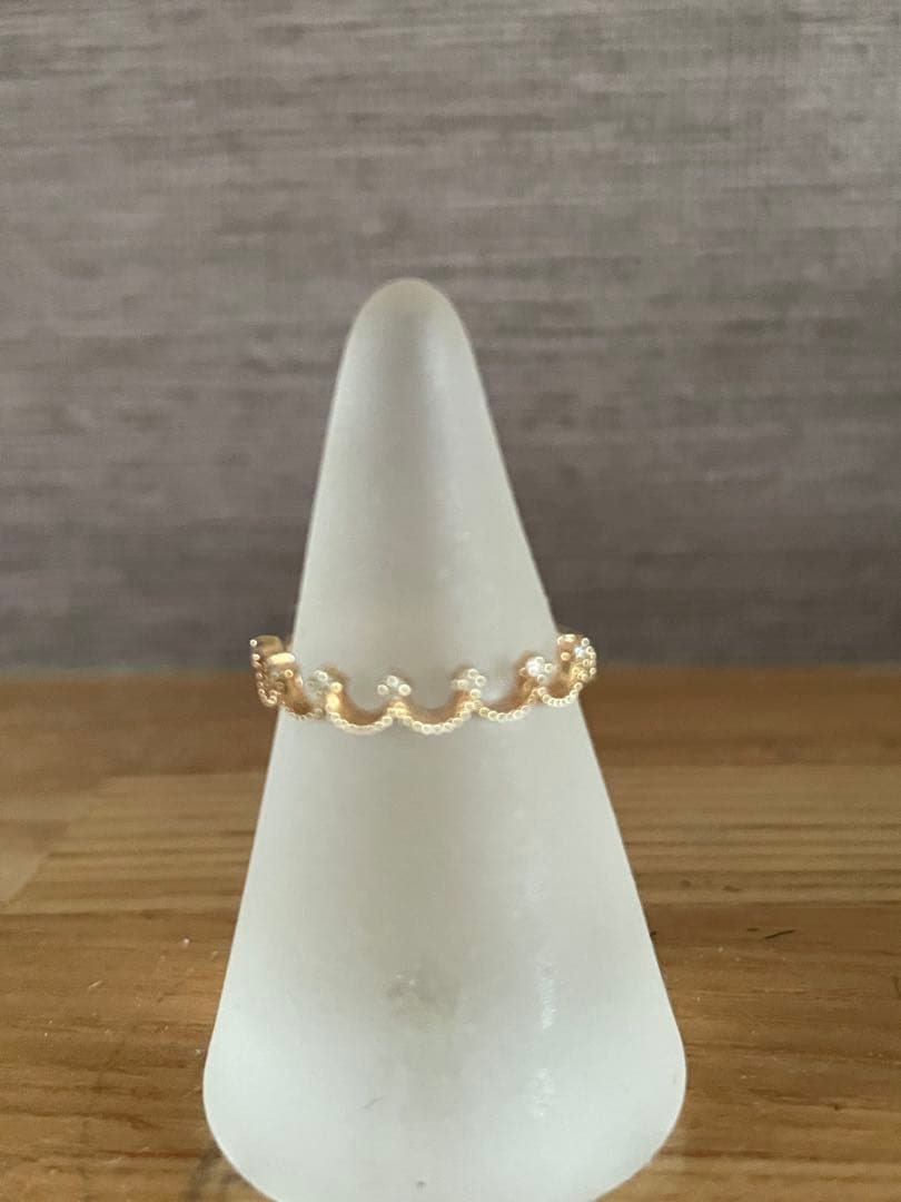 ete イエローゴールド　クラウンリング K10 0.04ct 9号