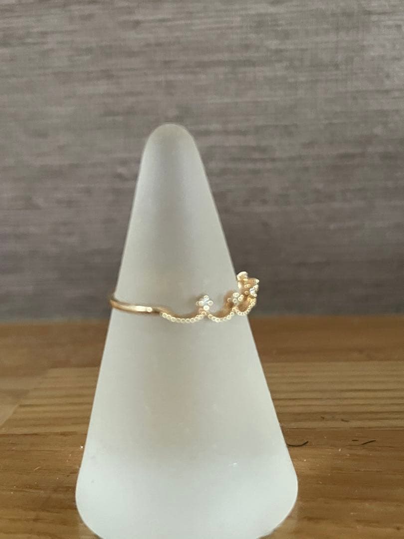 ete イエローゴールド　クラウンリング K10 0.04ct 9号