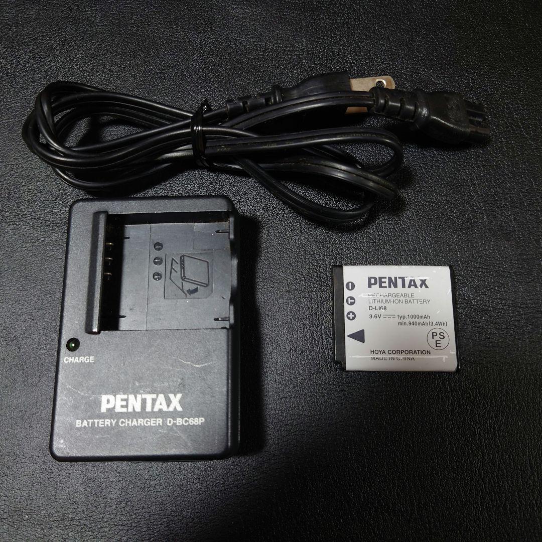 PENTAX Q ホワイト×ネイビー本革 02レンズ 純正バッテリー 純正充電器