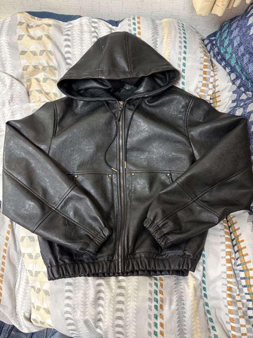 ZARA フェイクレザー　フーディージャケット フェイクレザー フーデッド ジャケット - ブラック | ZARA Japan / 日本