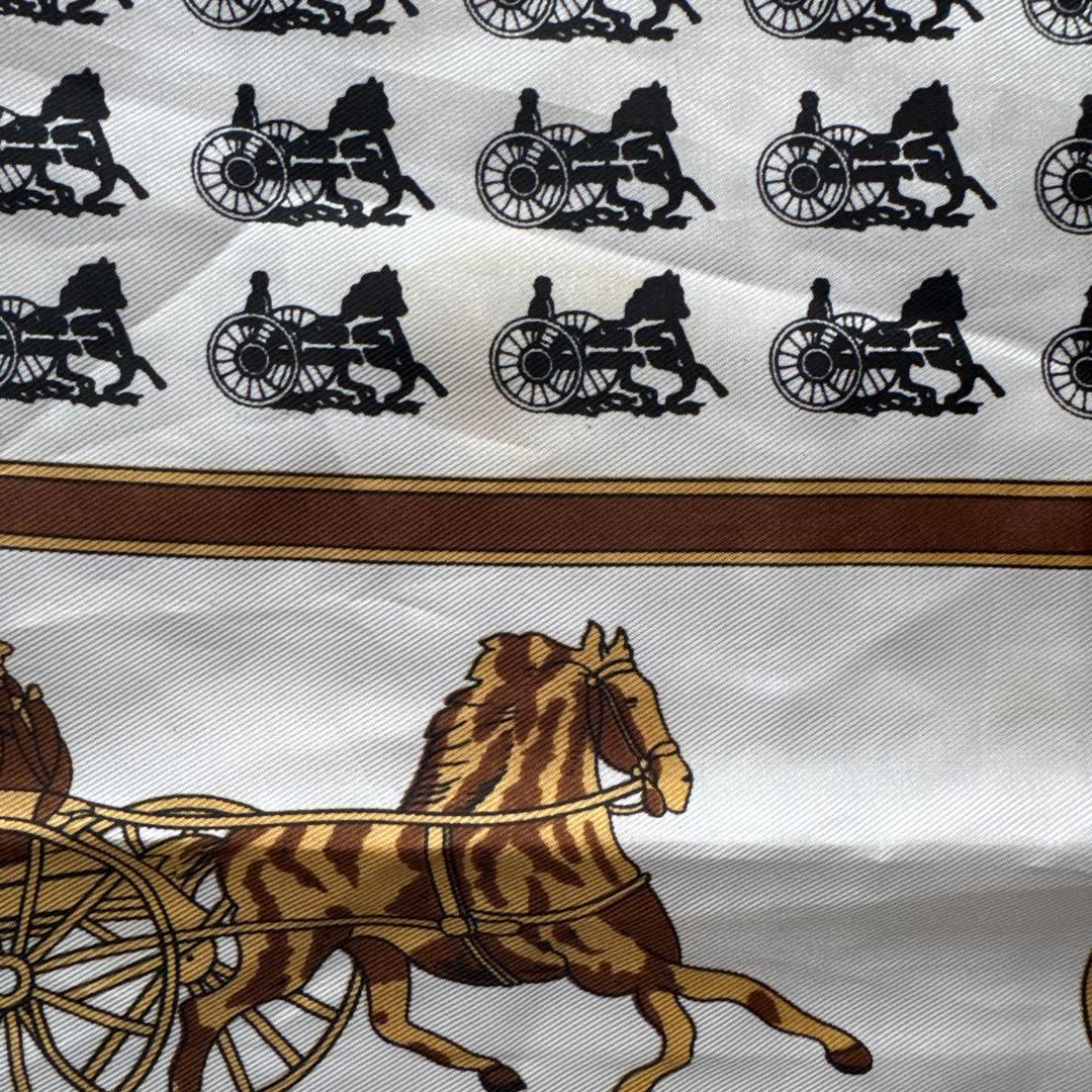 セリーヌ ヴィンテージ 馬車柄 大判スカーフ ブラック シルク レトロ