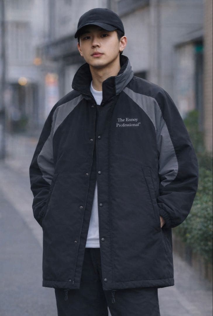 ENNOY PADDED NYLON BENCH COAT BLACK/GRAY - メルカリ