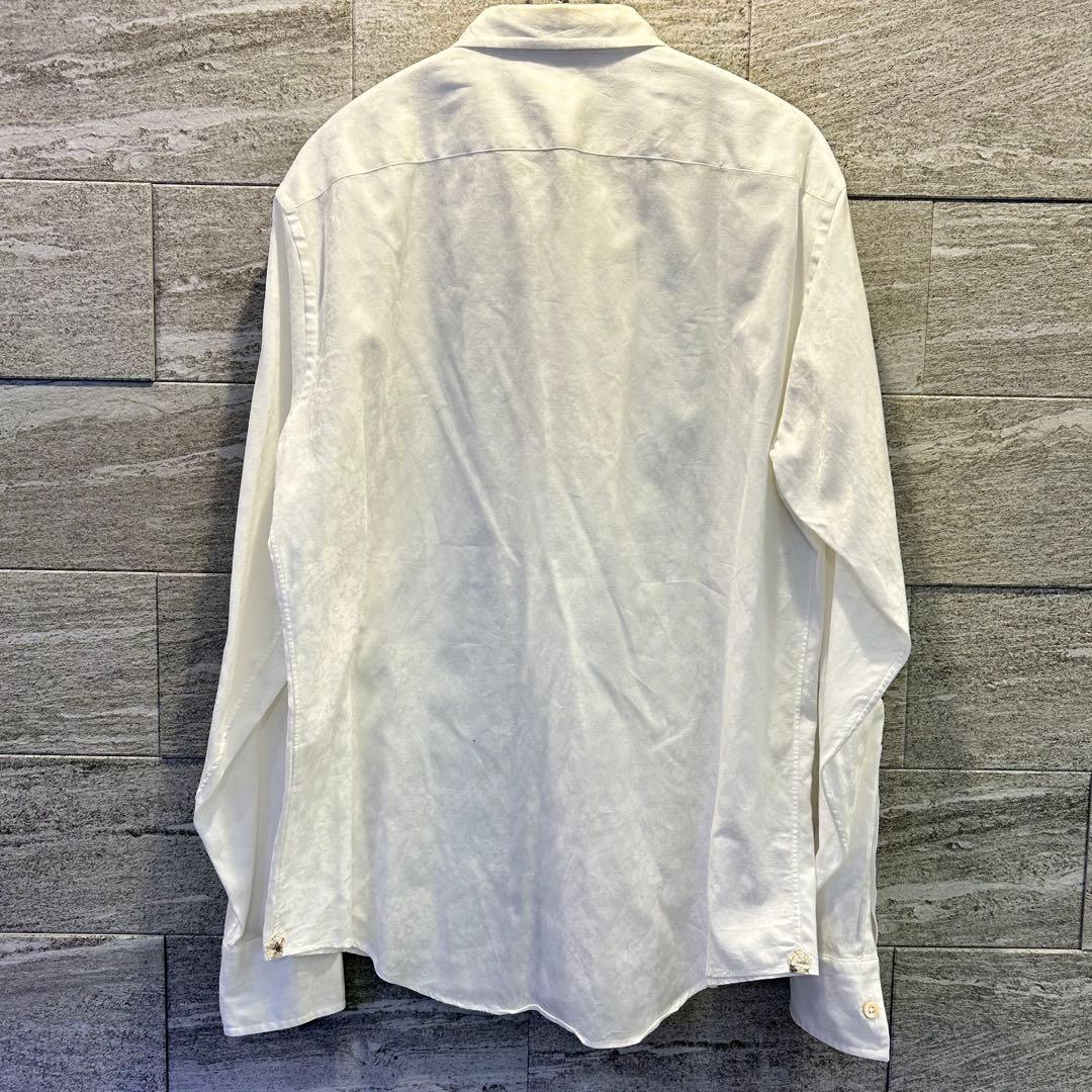 超美✨PaulSmith L 花柄 長袖白シャツ ドレスシャツ フォーマルシャツ