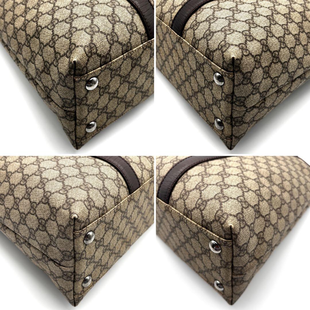 美品 グッチ トートバッグ GG スプリーム ロゴプレート 肩掛け A4可