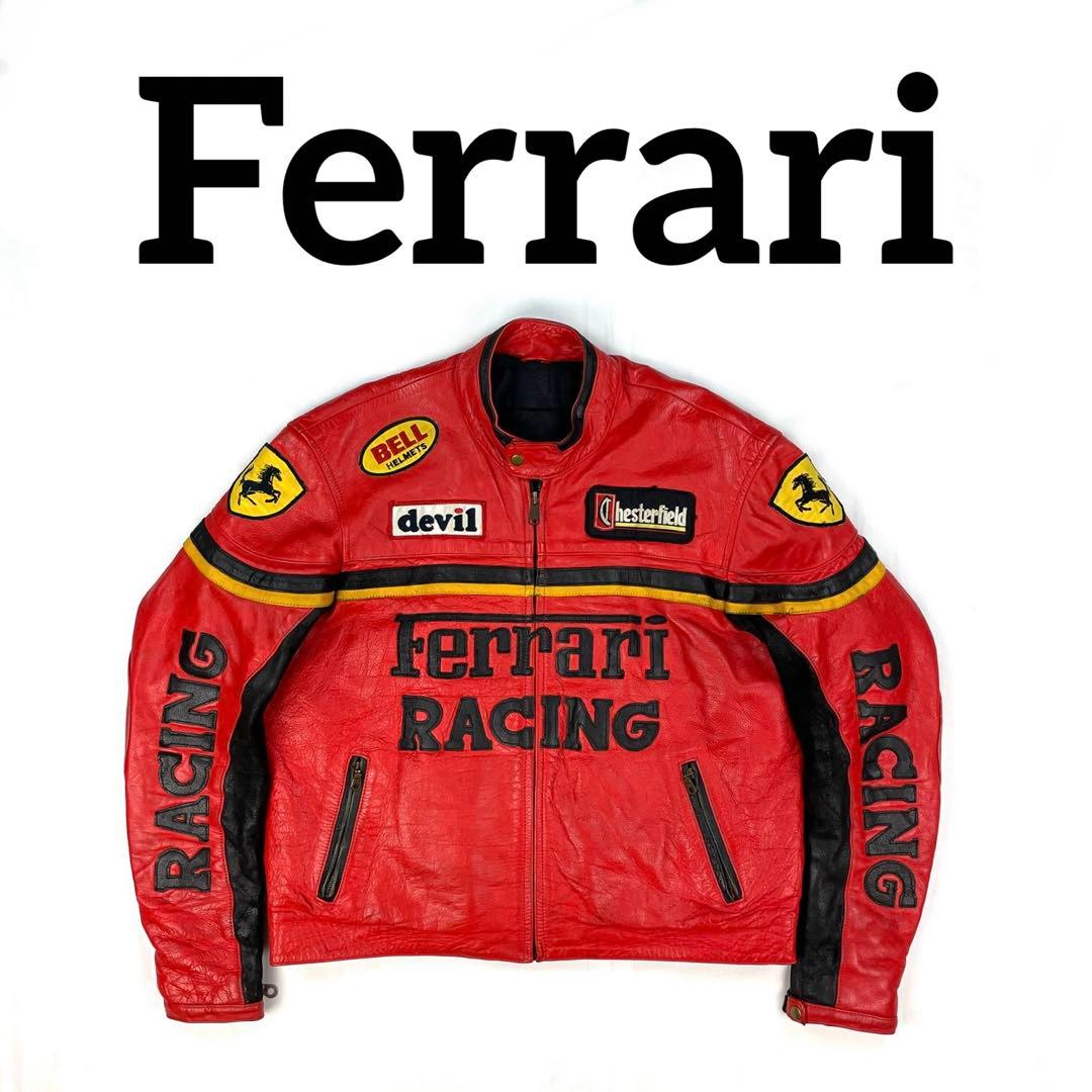 神レア】 Ferrari 本革 レーシングジャケット 刺繍 フェラーリ - メルカリ