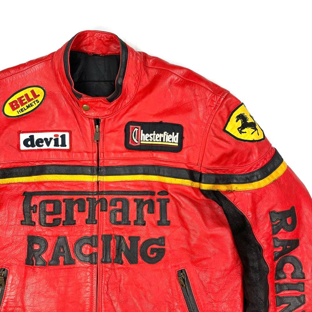 神レア】 Ferrari 本革 レーシングジャケット 刺繍 フェラーリ - メルカリ